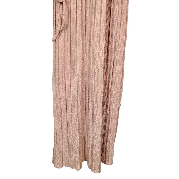 NEW ASOS Dress 8 Tall‎ Dusty Pink Textured Knit Short Sleeve V-Neck Pleated Midi - Picture 3 of 13